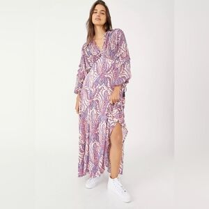 Free People Purple Paisley Long Sleeve Maxi Dress